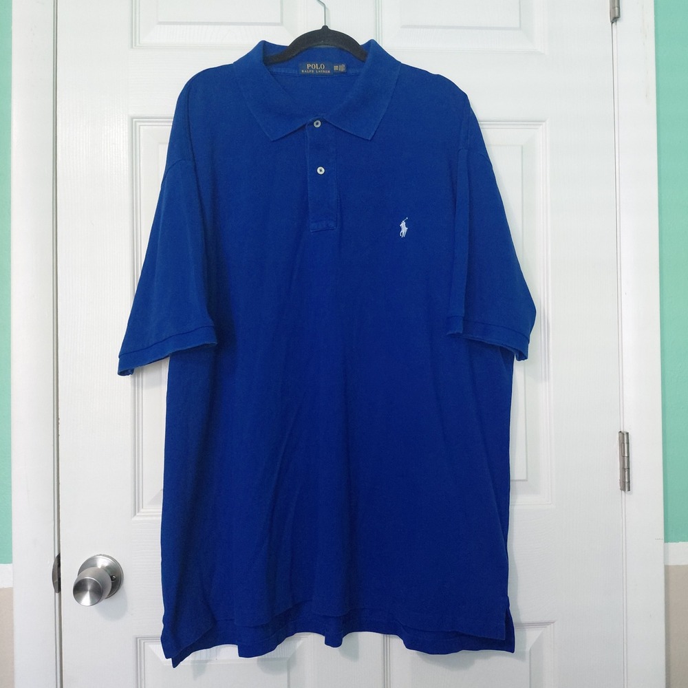 Polo Ralph Lauren Mens 3XB Blue Short Sleeve Pique Polo Shirt Big & Tall 3TG